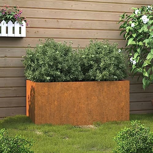 Hovothy Pflanzkübel 62x30x29 cm Cortenstahl Pflanzkasten Hochbeet Balkon Hochbeete für Garten Kräuterbeet GemüSebeet Hochbeet Metall Dekorativer Garten Balkon oder Terrasse von Hovothy