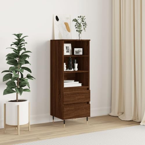 Hovothy Sideboard 40x36x110 cm Kommode Highboard Buffets Beistellschrank Standschrank Bücherregal Hochschrank Küchenschrank für Wohnzimmer Schlafzimmer Küche Flur Esszimmer BraunEichen-Optik von Hovothy