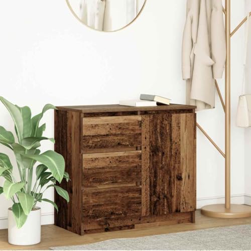 Hovothy Sideboard Aufbewahrungsschrank Beistellschrank Wohnzimmermöbel Inneneinrichtung Modernes und Elegantes Design Altholz-Optik 71x35x65 cm von Hovothy