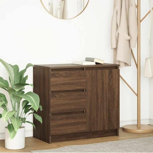 Hovothy Sideboard Aufbewahrungsschrank Beistellschrank Wohnzimmermöbel Inneneinrichtung Modernes und Elegantes Design Braun Eichen-Optik 71x35x65 cm von Hovothy