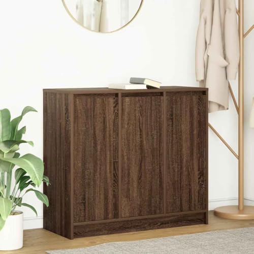 Hovothy Sideboard Aufbewahrungsschrank Beistellschrank Wohnzimmermöbel Inneneinrichtung Modernes und Elegantes Design Braun Eichen-Optik 85x34x76 cm von Hovothy