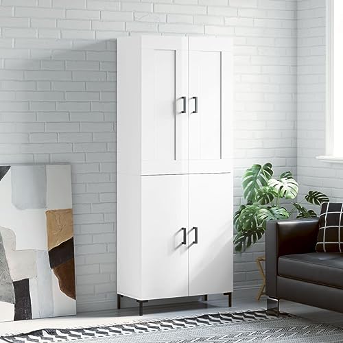 Hovothy Sideboard Aufbewahrungsschrank Multifunktionale Möbel Inneneinrichtung Platzsparendes Design Hochglanz-Weiß 69,5x34x180 cm von Hovothy