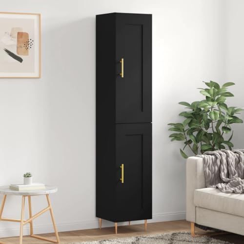 Hovothy Sideboard Aufbewahrungsschrank Multifunktionale Möbel Seitenschrank Inneneinrichtung Platzsparendes Design Schwarz 34,5x34x180 cm von Hovothy