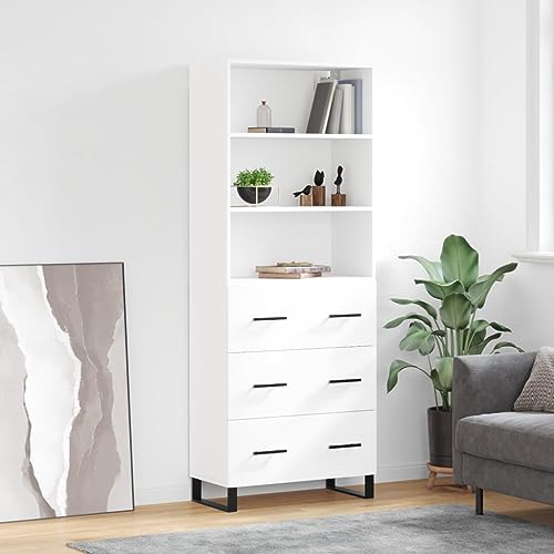 Hovothy Sideboard Aufbewahrungsschrank Multifunktionale Möbel Vitrinenschrank Inneneinrichtung Platzsparendes Design Hochglanz-Weiß 69,5x34x180 cm von Hovothy