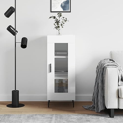Hovothy Sideboard Aufbewahrungsschrank Multifunktionale Möbel Vitrinenschrank Platzsparendes Design Inneneinrichtung Hochglanz-Weiß 34,5x34x90 cm von Hovothy