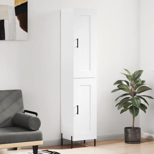 Hovothy Sideboard Aufbewahrungsschrank Seitenschrank Inneneinrichtung Multifunktionale Möbel Platzsparendes Design Hochglanz-Weiß 34,5x34x180 cm von Hovothy