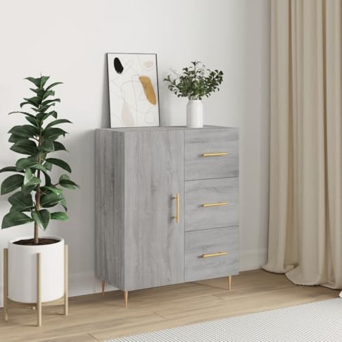 Hovothy Sideboard Aufbewahrungsschrank Vitrinenschrank Elegantes Design Multifunktionale Möbel Inneneinrichtung Grau Sonoma 69,5x34x90 cm von Hovothy