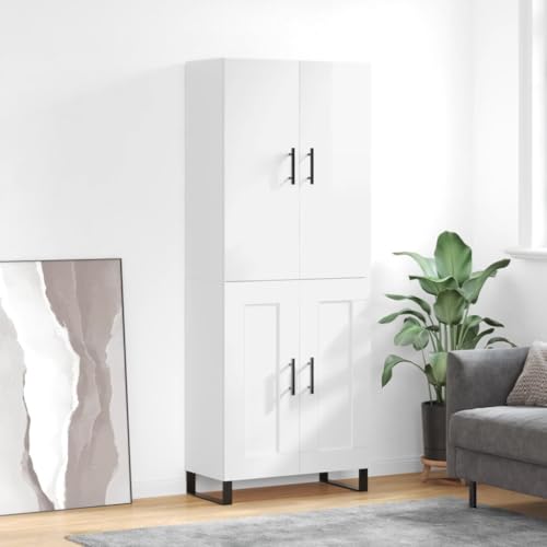 Hovothy Sideboard Aufbewahrungsschrank Vitrinenschrank Inneneinrichtung Multifunktionale Möbel Elegantes Design Hochglanz-Weiß 69,5x34x180 cm von Hovothy