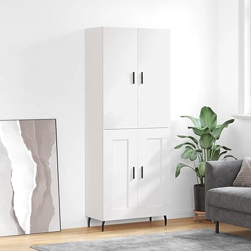 Hovothy Sideboard Aufbewahrungsschrank Vitrinenschrank Multifunktionale Möbel Elegantes Design Inneneinrichtung Hochglanz-Weiß 69,5x34x180 cm von Hovothy