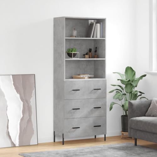 Hovothy Sideboard Aufbewahrungsschrank Vitrinenschrank Multifunktionale Möbel Inneneinrichtung Platzsparendes Design Betongrau 69,5x34x180 cm von Hovothy