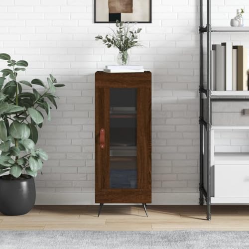 Hovothy Sideboard Aufbewahrungsschrank Vitrinenschrank Multifunktionale Möbel Inneneinrichtung Platzsparendes Design Braun Eichen-Optik 34,5x34x90 cm von Hovothy