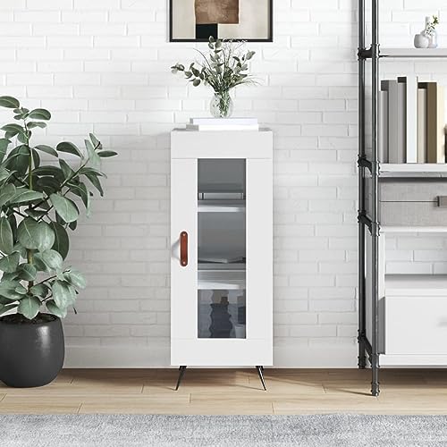 Hovothy Sideboard Aufbewahrungsschrank Vitrinenschrank Multifunktionale Möbel Inneneinrichtung Platzsparendes Design Hochglanz-Weiß 34,5x34x90 cm von Hovothy