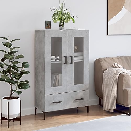 Hovothy Sideboard Aufbewahrungsschrank Vitrinenschrank Multifunktionale Möbel Platzsparendes Design Inneneinrichtung Betongrau 69,5x31x115 cm von Hovothy
