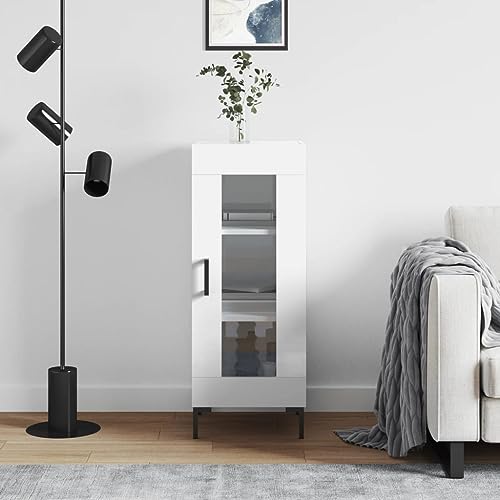 Hovothy Sideboard Aufbewahrungsschrank Vitrinenschrank Multifunktionale Möbel Platzsparendes Design Inneneinrichtung Hochglanz-Weiß 34,5x34x90 cm von Hovothy