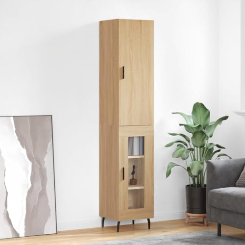 Hovothy Sideboard Aufbewahrungsschrank Vitrinenschrank Platzsparendes Design Multifunktionale Möbel Inneneinrichtung Sonoma-Eiche 34,5x34x180 cm von Hovothy