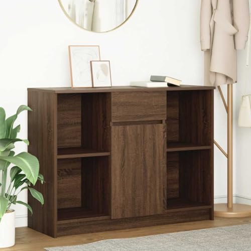 Hovothy Sideboard Beistellschrank Aufbewahrungsschrank Wohnzimmermöbel Inneneinrichtung Modernes und Elegantes Design Braun Eichen-Optik 101x35x76 cm von Hovothy