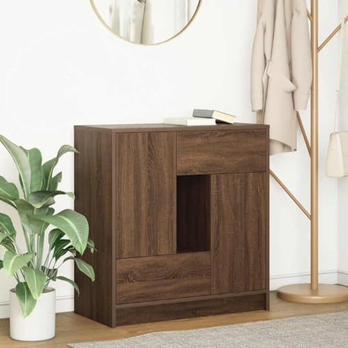 Hovothy Sideboard Beistellschrank Aufbewahrungsschrank Wohnzimmermöbel Inneneinrichtung Modernes und Elegantes Design Braun Eichen-Optik 70,5x34x74,5 cm von Hovothy