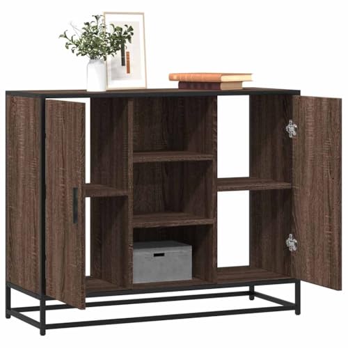 Hovothy Sideboard Beistellschrank Aufbewahrungsschrank Wohnzimmermöbel Inneneinrichtung Modernes und Elegantes Design Braun Eichen-Optik 92x35x76 cm von Hovothy