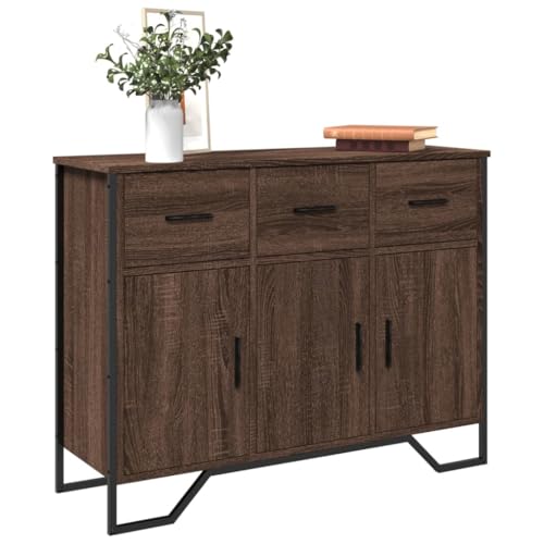 Hovothy Sideboard Beistellschrank Aufbewahrungsschrank Wohnzimmermöbel Inneneinrichtung Modernes und Elegantes Design Braun Eichen-Optik 97x32,5x74,5 cm von Hovothy