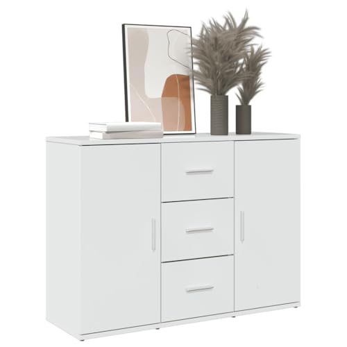 Hovothy Sideboard Beistellschrank Aufbewahrungsschrank Wohnzimmermöbel Inneneinrichtung Modernes und Elegantes Design Hochglanz-Weiß 90,5x29,5x65 cm von Hovothy