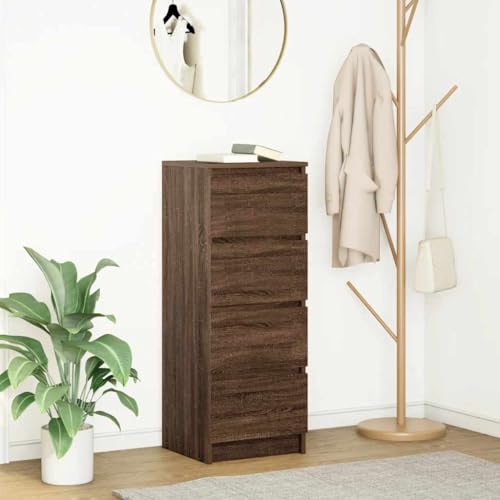 Hovothy Sideboard Beistellschrank Wohnzimmermöbel Aufbewahrungsschrank Inneneinrichtung Modernes und Elegantes Design Braun Eichen-Optik 37,5x35x99 cm von Hovothy