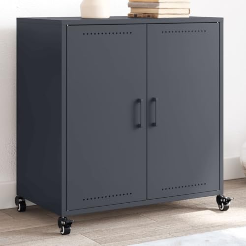 Hovothy Sideboard Beistellschrank mit Rollen Aufbewahrungsschrank Wohnzimmermöbel Inneneinrichtung Modernes und Elegantes Design Anthrazit 68x39x72 cm von Hovothy