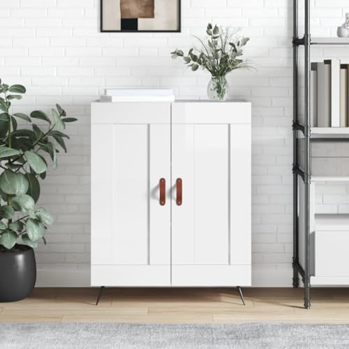 Hovothy Sideboard Multifunktionale Möbel Aufbewahrungsschrank Inneneinrichtung Vitrinenschrank Platzsparendes Design Hochglanz-Weiß 69,5x34x90 cm von Hovothy