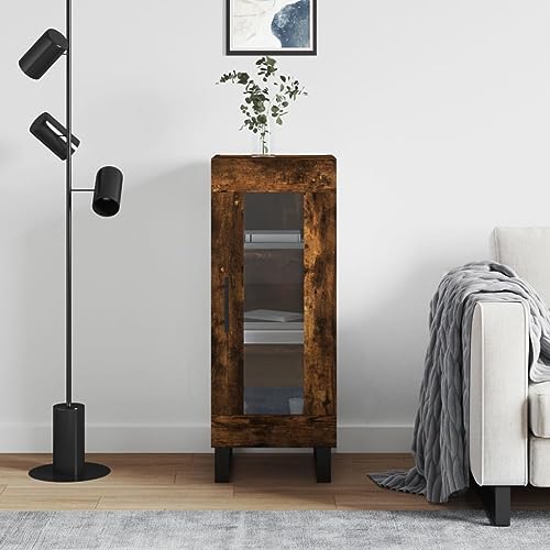 Hovothy Sideboard Multifunktionale Möbel Aufbewahrungsschrank Inneneinrichtung Vitrinenschrank Platzsparendes Design Räuchereiche 34,5x34x90 cm von Hovothy