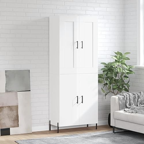 Hovothy Sideboard Multifunktionale Möbel Aufbewahrungsschrank Vitrinenschrank Inneneinrichtung Platzsparendes Design Hochglanz-Weiß 69,5x34x180 cm von Hovothy