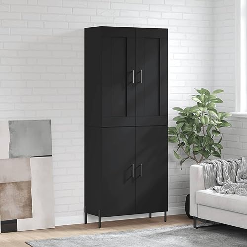 Hovothy Sideboard Multifunktionale Möbel Aufbewahrungsschrank Vitrinenschrank Inneneinrichtung Platzsparendes Design Schwarz 69,5x34x180 cm von Hovothy