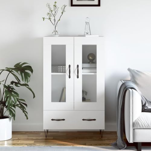 Hovothy Sideboard Multifunktionale Möbel Inneneinrichtung Aufbewahrungsschrank Vitrinenschrank Platzsparendes Design Weiß 69,5x31x115 cm von Hovothy