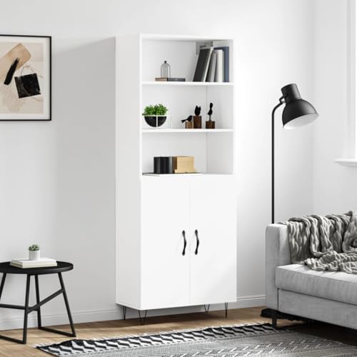 Hovothy Sideboard Multifunktionale Möbel Inneneinrichtung Vitrinenschrank Aufbewahrungsschrank Platzsparendes Design Weiß 69,5x34x180 cm von Hovothy