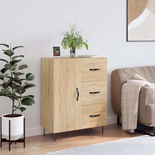 Hovothy Sideboard Vitrinenschrank Aufbewahrungsschrank Platzsparendes Design Multifunktionale Möbel Inneneinrichtung Sonoma-Eiche 69,5x34x90 cm von Hovothy