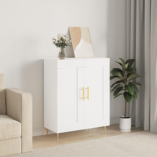 Hovothy Sideboard Vitrinenschrank Multifunktionale Möbel Aufbewahrungsschrank Inneneinrichtung Platzsparendes Design Hochglanz-Weiß 69,5x34x90 cm von Hovothy