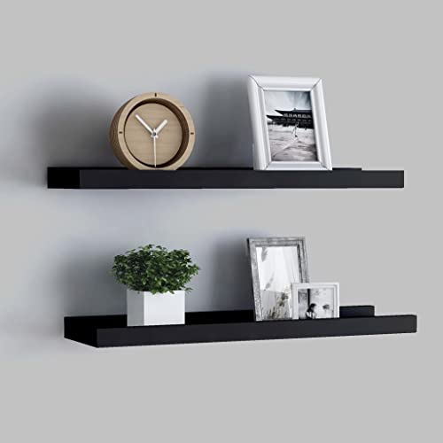 Hovothy Wandregale 2 Pcs 40x9x3cm Schwarz MDF Schwerlastregal Eckregal Bilderleisten Blumenregal Zimmer Deko Küchenregal Hängend Kitchen Shelf Hängeregal Küche Regal Badezimmer von Hovothy