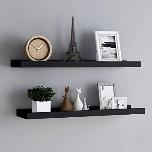 Hovothy Wandregale 2 Pcs 80x9x3cm Schwarz MDF Küchenregal Hängend Regal Badezimmer Kitchen Shelf Bilderleisten Hängeregal Küche Blumenregal Schwerlastregal Eckregal Zimmer Deko von Hovothy