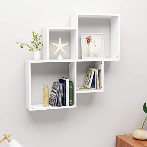 Hovothy Wandregale 80x15x78,5cm Weiß Holzwerkstoff Würfelregal Raumteiler Regal Schwerlastregal Eckregal Bookshelf Zimmer Deko Teenager Waschtischplatte Hängeschrank Küche von Hovothy