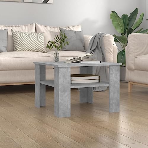 Hovothy Wohnzimmer Tisch Beistelltisch Sofa Couchtisch Betongrau 60x60x42 cm Holzwerkstoff Coffee Table Wohnzimmer Möbel Couchtisch Holz für Wohnzimmer Schlafzimmer Praktisch & Elegantes von Hovothy