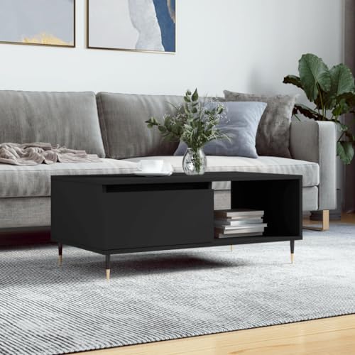 Hovothy Wohnzimmertisch Couchtisch Kaffeetisch Sofatisch Modernes Design Coffee Table für Wohnzimmer Beistelltisch Büro Schwarz 90x50x36,5cm von Hovothy