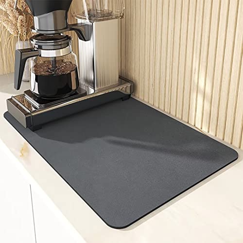 Hovoto Abtropfmatte Geschirr, Abtropfmatte Spüle, Abtropfmatte Geschirr Silikon, Kaffeemaschine Abtropfmatte, Saugstarke Trockenmatte für Küche, Theke, Bar, grau, 30 * 50cm von Hovoto