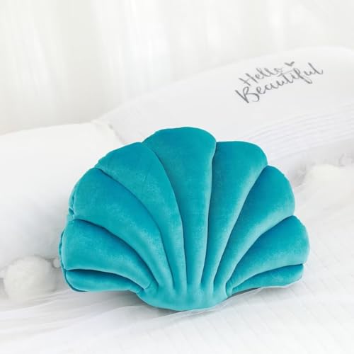 Hovoto Kissen in Muschelform, Seashell Dekoratives Kissen, Muschel förmiges Kissen, Gefülltes Kissen, Plüschkissen für Zuhause, Bett, Sofa, Büro, Kissendekoration, Grün, 34 * 25 cm von Hovoto