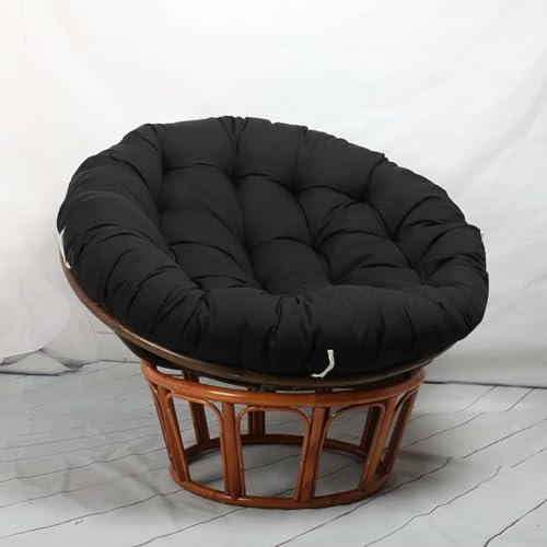 Hovoto Papasansessel Kissen, Papasan Sitzkissen für Hängesessel, Rund Papasan Sessel, Bequem Weich Sitzkissen, Hängesessel Kissen für Korbsessel, Garten Stuhlauflag, Schwarz, 50 * 50cm von Hovoto