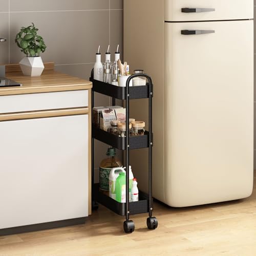 Hovoto Rollwagen, Metall Küchenwagen Schmal, Nischenwagen Rollwagen 3 Ebenen, Nischenregal auf Rollen für schmale Plätze, Küche, Wohnzimmer, Waschküche, Bad, 40 * 18 * 73cm Hovoto Rollwagen, Metall Küchenwagen Schmal, Nischenwagen Rollwagen 3 Ebenen, Nischenregal auf Rollen für schmale Plätze, Küche, Wohnzimmer, Waschküche, Bad, 40 * 18 * 73cm von Hovoto