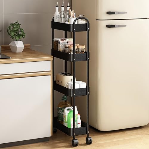 Hovoto Rollwagen, Metall Küchenwagen Schmal, Nischenwagen Rollwagen 4 Ebenen, Nischenregal auf Rollen für schmale Plätze, Küche, Wohnzimmer, Waschküche, Bad, 40 * 18 * 101cm Hovoto Rollwagen, Metall Küchenwagen Schmal, Nischenwagen Rollwagen 4 Ebenen, Nischenregal auf Rollen für schmale Plätze, Küche, Wohnzimmer, Waschküche, Bad, 40 * 18 * 101cm von Hovoto