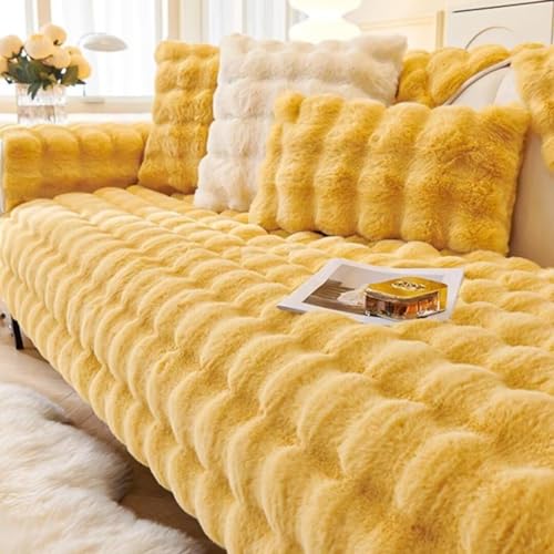 Hovoto Sofa Überzug, Kaninchen Plüsch Sofabezug L Form 1 2 3 4 Sitzer Sofa Überzug Ecksofa, Universelle rutschfeste Sofaschoner, Weiche Dicke Plüschsofa Kissenbezüge, Gelb, 110 * 210cm Hovoto Sofa Überzug, Kaninchen Plüsch Sofabezug L Form 1 2 3 4 Sitzer Sofa Überzug Ecksofa, Universelle rutschfeste Sofaschoner, Weiche Dicke Plüschsofa Kissenbezüge, Gelb, 110 * 210cm von Hovoto