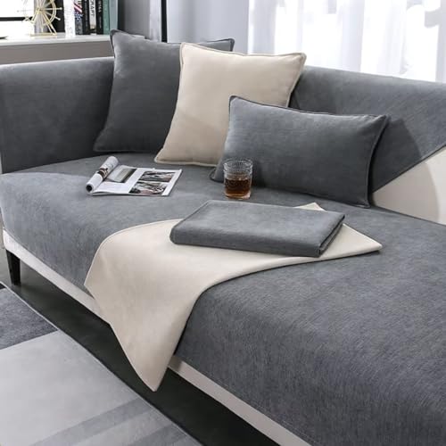 Hovoto Sofa Überzug, Sofabezug Anti Rutsch, Hund Katze Überwurf Hundedecke Ecksofa Sofa Schutzdecke, L Form Sofa Überwurfdecke, Universal Sofabezug, Waschbar Couchschoner, Grau, 110 * 160cm von Hovoto