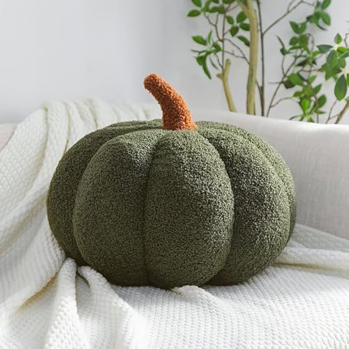 Kürbis Kissen, 3D Gefüllte Kürbis Dekokissen, Schlafzimmer Dekoration, Halloween Kürbis Deko Kissen, Kürbis Überwurfkissen, Home Decoration, Grün, 35cm von Hovoto