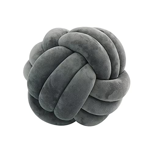 knotenkissen, Kissen Knoten, Knot Kopfkissen, Kissen Rund, Decorative Cushion, Zierkissen Knoten für Sofa, Bett, Wohnzimmer, dunkelgrau, 20cm von Hovoto