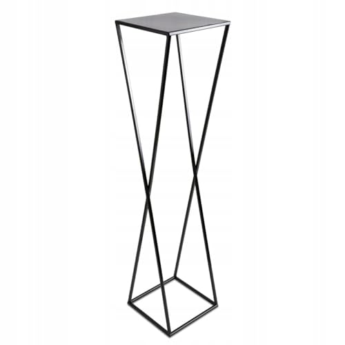 HowHomely Blumenständer Metall Schwarz 100 cm Hoch - Solider und Robuster Blumenhocker Metall - Pflanzenständer mit Geometrischem Design für die Dekoration in Wohnzimmer von HowHomely