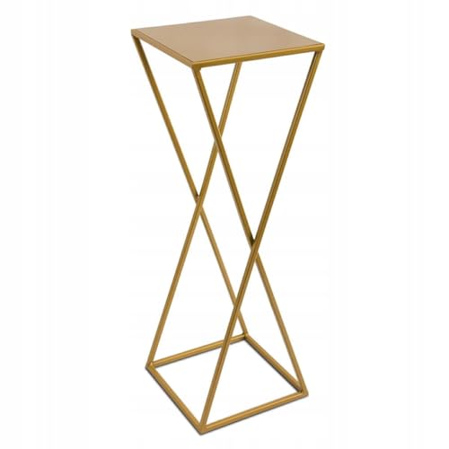 HowHomely Blumenständer Metall Gold 70 cm Hoch - Solider und Robuster Blumenhocker Metall - Pflanzenständer mit Geometrischem Design für die Dekoration in Wohnzimmer von HowHomely